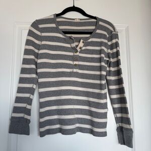 EUC! J. Crew Women’s Waffle Knit Henley Long Sleeve Shirt Size L - 100% Cotton!